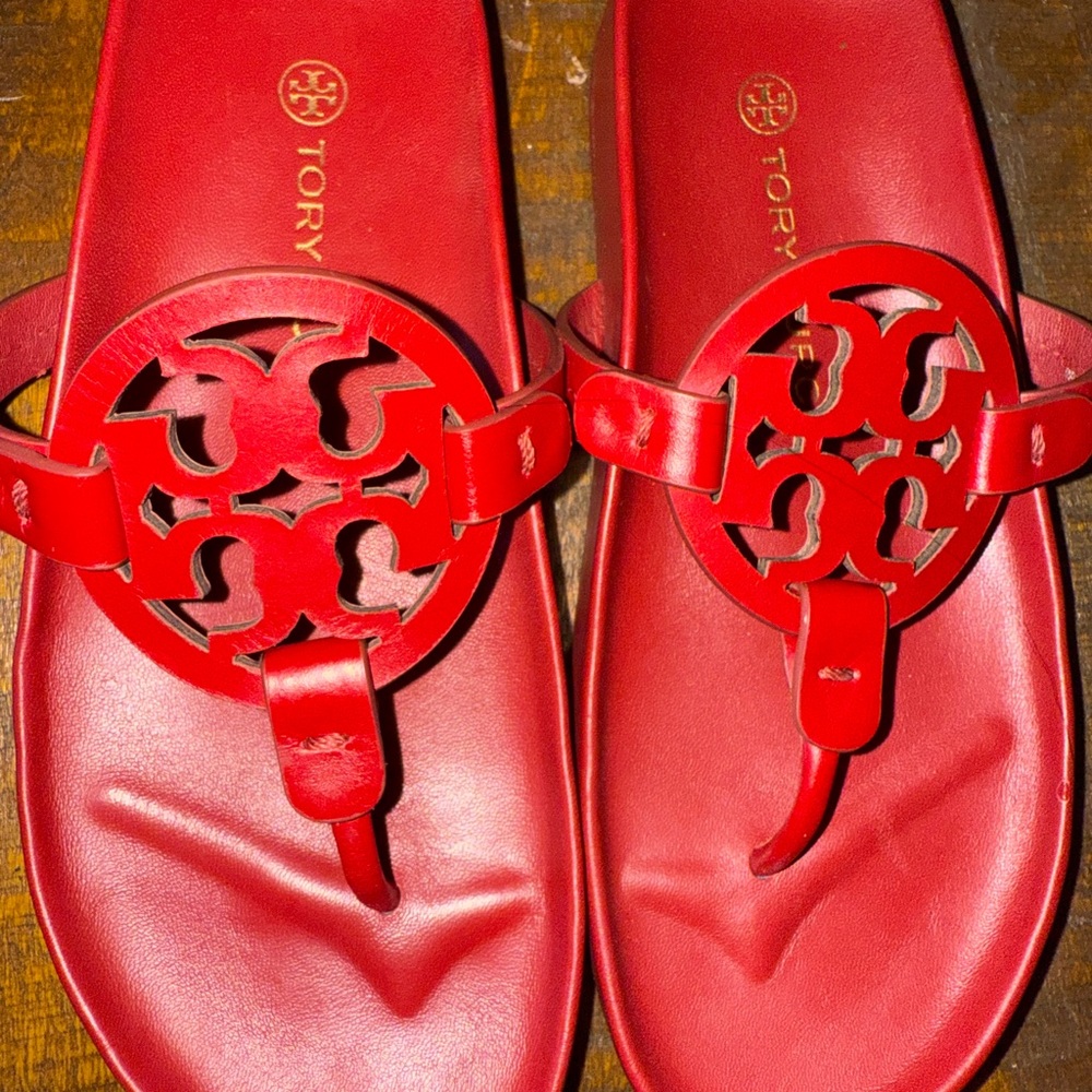 Tory Burch Cherry Red Slide Sandals - Picture 2 of 4